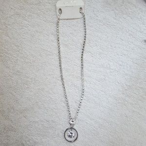 Studded neck chain with ring pendant